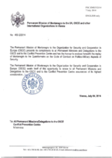 Response by the Delegation of Montenegro to the Questionnaire on the Code of Conduct on Politico-Military Aspects of Security Response by the Delegation of Montenegro to the Questionnaire on the Code of Conduct on Politico-Military Aspects of Security