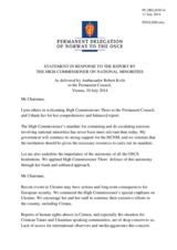 Statement by the Delegation of Norway in response to the report by the High Commissioner on National Minorities, Ms. Astrid Thors