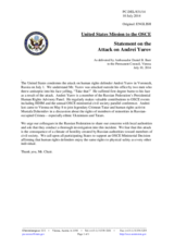 Statement by the Delegation of the United States of America on the attack on human rights defender Mr. A. Yurov
