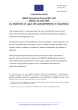 Statement by the Italian EU Presidency on the legislative developments in Kazakhstan