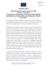 Statement by the Italian EU Presidency in response to the address by the First Deputy Prime Minister and Minister for Foreign Affairs of Serbia, H.E. Ivica Dačić