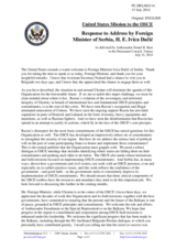 Statement by the Delegation of the United States of America in response to the address by the First Deputy Prime Minister and Minister for Foreign Affairs of Serbia, H.E. Ivica Dačić