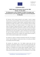 Statement by the Italian EU Presidency on the ongoing violations of OSCE principles and commitments by the Russian Federation and situation in Ukraine