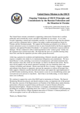 Statement by the Delegation of the United States of America on the ongoing violations of OSCE principles and commitments by the Russian Federation and situation in Ukraine