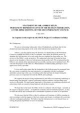 Statement by the Delegation of the Russian Federation in response to the report by the OSCE Project Co-ordinator in Baku, Ambassador Alexis Chahtahtinsky