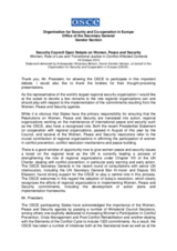 Statement by OSCE Senior Gender Adviser Miroslava Beham