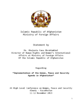 Session 3, Presentation by Ms. Khojasteh Ebrahimkhel, Director of Directorate for Human Rights and Women's International Affairs (DHRWIA), Ministry of Foreign Affairs