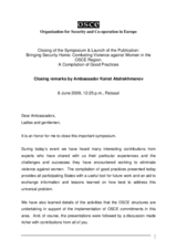 Closing remarks by Ambassador Kairat Abdrakhmanov of Kazakhstan, at the symposium on violence against women, Vienna, 8 June 2009.
