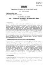 OSCE Activities and Advantages in the Field of Post-Conflict Rehabilitation