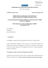 Remarks by Ambassador Adam Kobieracki, Director of the OSCE Conflict Prevention Centre 