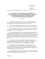 Opening statement by Ambassador Viktar Gaisenak, Head of the Belarus Delegation Opening statement by Ambassador Viktar Gaisenak, Head of the Belarus Delegation