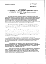 Statement by the Romanian delegation to the OSCE, working group B Statement by the Romanian delegation to the OSCE, working group B