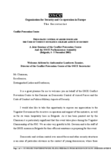 Welcome Address by the Director of the Conflict Prevention Centre at the seminar "Democratic Control of Armed Forces and the Code of Conduct on Politico-Military Aspects of Security" Welcome Address by the Director of the Conflict Prevention Centre at the seminar "Democratic Control of Armed Forces and the Code of Conduct on Politico-Military Aspects of Security"