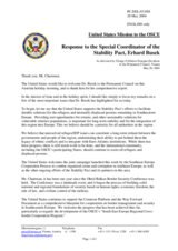 Statement by the Delegation of the United States of America in response to the Special Coordinator of the Stability Pact in South Eastern Europe, Dr. Erhard Busek