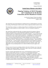 Statement by the Delegation of the United States of America on the ongoing violations of OSCE principles and commitments by the Russian Federation and the situation in Ukraine