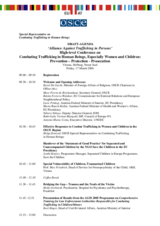 Draft agenda for High-level Conference on Combating Trafficking in Human Beings