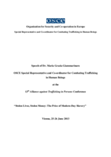 Opening Remarks by the OSCE Special Representative and Co-ordinator for Combating Trafficking in Human Beings, Maria Grazia Giammarinaro