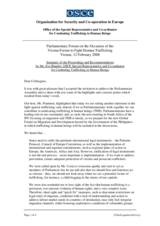 Summary of the Proceedings and Recommendations by Eva Biaudet, OSCE Special Representative and Co-ordinator for Combating Trafficking in Human Beings