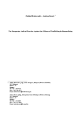 The Hungarian Judicial Practice Against the Offence of Trafficking in Human Beings