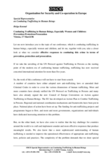 Speech by Helga Konrad, OSCE Special Representative on Combating Trafficking in Human Beings