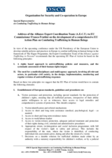 Address of the Alliance Expert Co-ordination Team on the draft EU action plan on combating trafficking in human beings