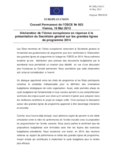 Déclaration de l’Union européenne en réponse à la présentation du Secrétaire général sur les grandes lignes de programme 2014