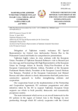 Statement by the Delegation of Tajikistan in response to the address by the European Union Special Representative for Central Asia, Ambassador Patricia Flor