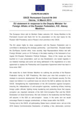 Statement by the Irish Presidency of the Council of the EU in response to the address by the Deputy Minister for Foreign Affairs of the Russian Federation, H.E. Aleksey Y. Meshkov