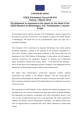 Statement by the Irish Presidency of the Council of the EU in response to the report by the Head of the OSCE Mission to Montenegro, Ambassador Lubomir Kopaj