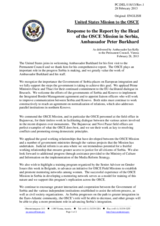 Statement by the Delegation of the United States in response to the report by the Head of the OSCE Mission in Kosovo, Ambassador Jean-Claude Schlumberger