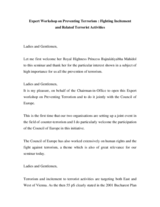 Speech by Ambassador Bertrand Crombrugghe, Chairman of the OSCE Permanent Council