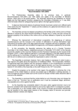 Conference document: Council of Europe Parliamentary Assembly Recommendation 1644 - Terrorism a threat to democracies Conference document: Council of Europe Parliamentary Assembly Recommendation 1644 - Terrorism a threat to democracies
