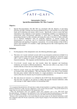 Day 1 - Non-Banking Conduits: FATF Interpretative Note to Special Recommendation VII, Wire Transfers Day 1 - Non-Banking Conduits: FATF Interpretative Note to Special Recommendation VII, Wire Transfers