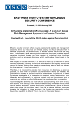 "Enhancing Diplomatic Effectiveness: A Common Sense Risk Management Approach to Counter-Terrorism" by Raphael Perl, OSCE Head on Anti-Terrorism Issues