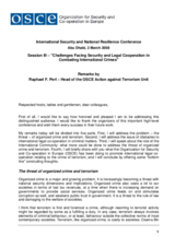 "Challenges Facing Security and Legal Co-operation in Combating International Crimes" by Raphael Perl, OSCE Head on Anti-Terrorism Issues