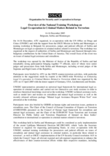 Overview of the National Training Workshop on  Legal Co-operation in Criminal Matters Related to Terrorism