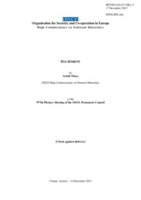 Report by the OSCE High Commissioner on National Minorities, Ms. Astrid Thors