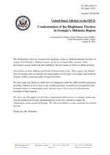 Statement by the Delegation of the United States of America on the so-called “presidential elections” in Abkhazia, Georgia, held on 24 August 2014