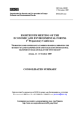 Consolidated Summary of the First Preparatory Conference of the 18th OSCE Economic and Environmental Forum, Astana, 12-13 October 2009