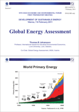 Presentation by Mr. Johansson, Co-Chair, Global Energy Assessment, International Institute for Applied Systems Analysis (IIASA), Austria, Professor, Lund University International Institute for Industrial Environmental Economics, Sweden on Global Energy