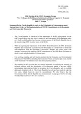 Statement by the Czech Republic in reply to the Principality of Liechtenstein under Agenda item: Review of the Implementation of OSCE Commitments in the Economic and Environmental Dimension Statement by the Czech Republic in reply to the Principality of Liechtenstein under Agenda item: Review of the Implementation of OSCE Commitments in the Economic and Environmental Dimension