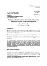 The Role of the International Community in Improving Investment Climate in the South Caucasus, contribution by Natia Natsvlishvili, Economic and Environmental Assistant of the OSCE Mission to Georgia