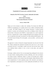 Remarks by the OSCE Secretary General, Amb. Ján Kubis, at the OSCE-UNECE Workshop "The Economic Dimension of Security"