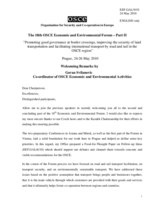 Welcoming Remarks by Mr. Goran Svilanovic, Co-ordinator of OSCE Economic and Environmental Activities