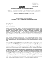 Opening Remarks by Mr. Goran Svilanovic, Co-ordinator of OSCE Economic and Environmental Activities