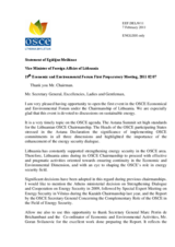 Opening Statement by Mr. Meilunas, Vice Minister of Foreign Affairs of Lithuania, 2011 OSCE Chairmanship