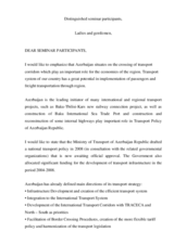 Address by Gafgaz Adigozalov, Ministry of Transport, Azerbaijan