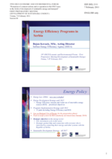 Presentation by Mr. Kovacic, Director, Energy Efficiency Agency of the Republic of Serbia on Energy Efficiency Programs in Serbia