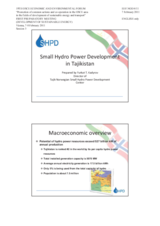 Presentation by Mr. Kadyrov, Tajik-Norwegian Centre for Small Hydro Power Development, Tajikistan