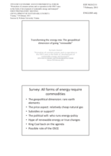 Presentation by Karin Kneissl, Energy Expert, Lecturer at the Webster Univerity on Transformin the Energy-Mix: The Geopolitical Dimension of going "Renewable"